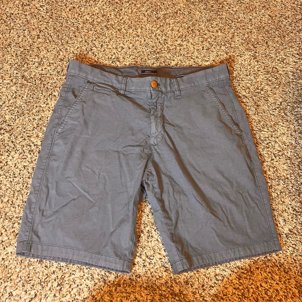 Johnnie-O Gray Pima Cotton Blend Shorts Mens Size 32 Flat Front Casual